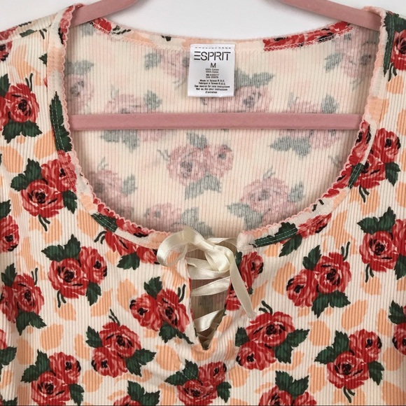Esprit long sleeve floral knit tip with corset M - Picture 4 of 5